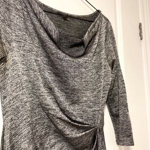 Ann Taylor XS Silver/Gray 3/4 Sleeve Ruched Dress
